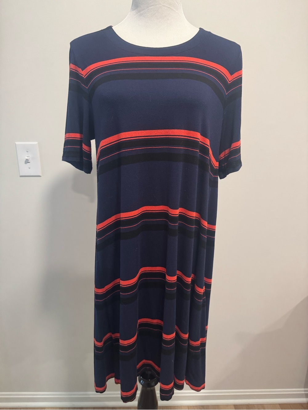 LOFT Navy Orange and Black Tshirt Dress